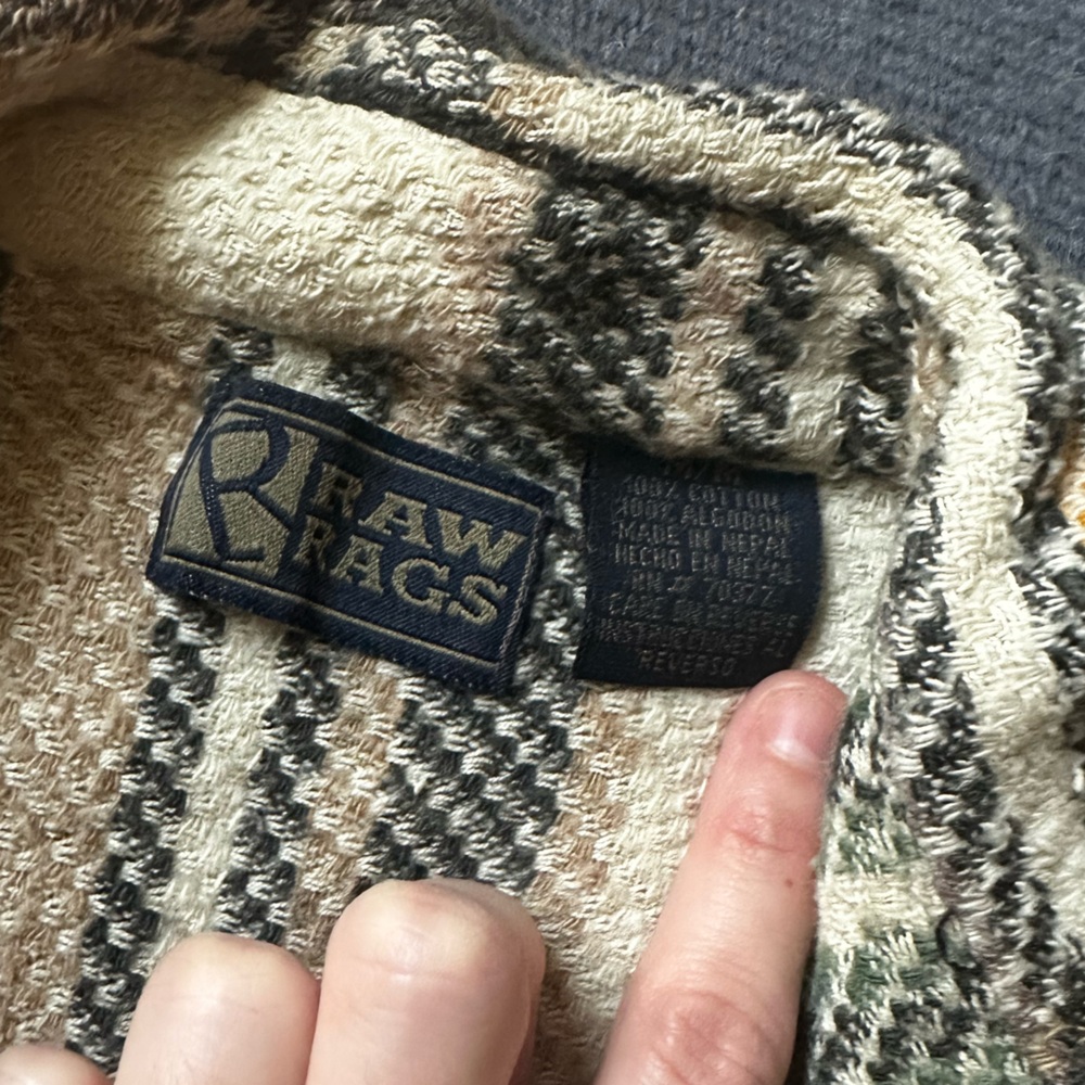 Vintage Raw Rags 100% Cotton Plaid Button-Up Flannel Shirt earth tones M - Picture 4 of 5